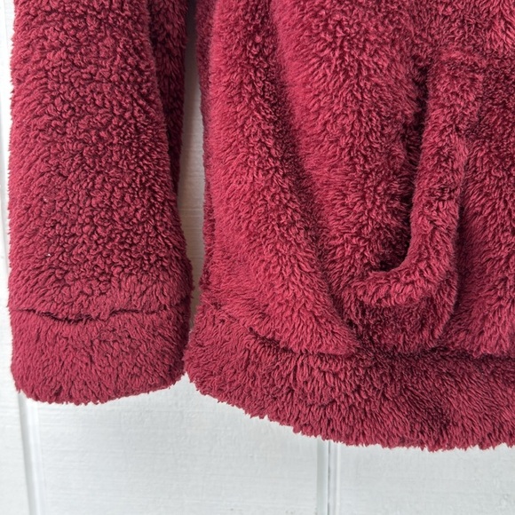 Doublju Women's Two-Tone Women's XS Pink and Maroon Half Zip Sherpa Pullover - Picture 4 of 10